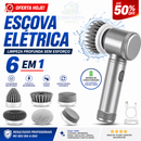 Escova Elétrica 6 em 1 – Limpeza Profunda Sem Esforço